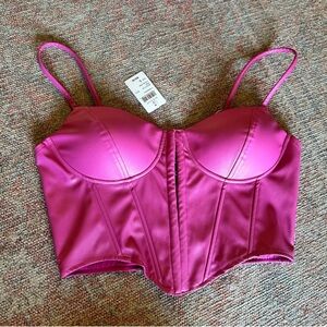NWT Windsor Pleather Pink Corset top PP 17.5 Length center 10in